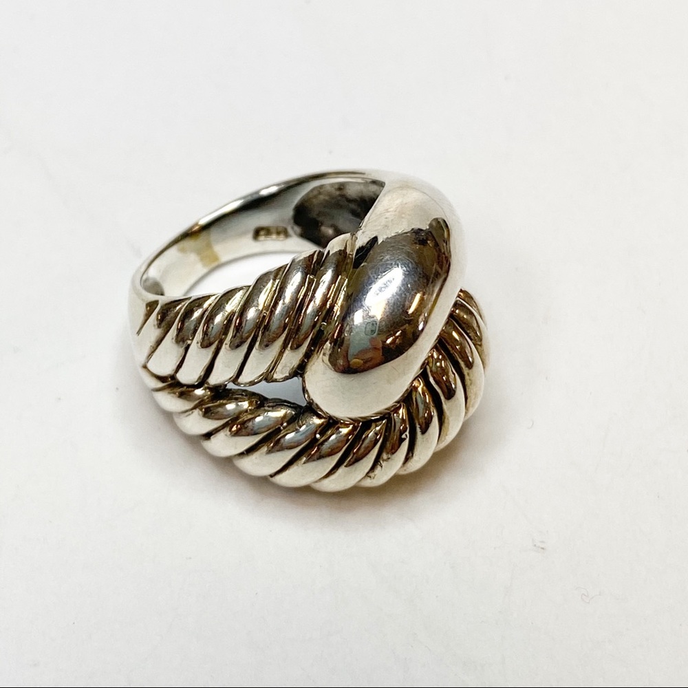 Silver Cable Interlocking Ring Sz 8 - image 2